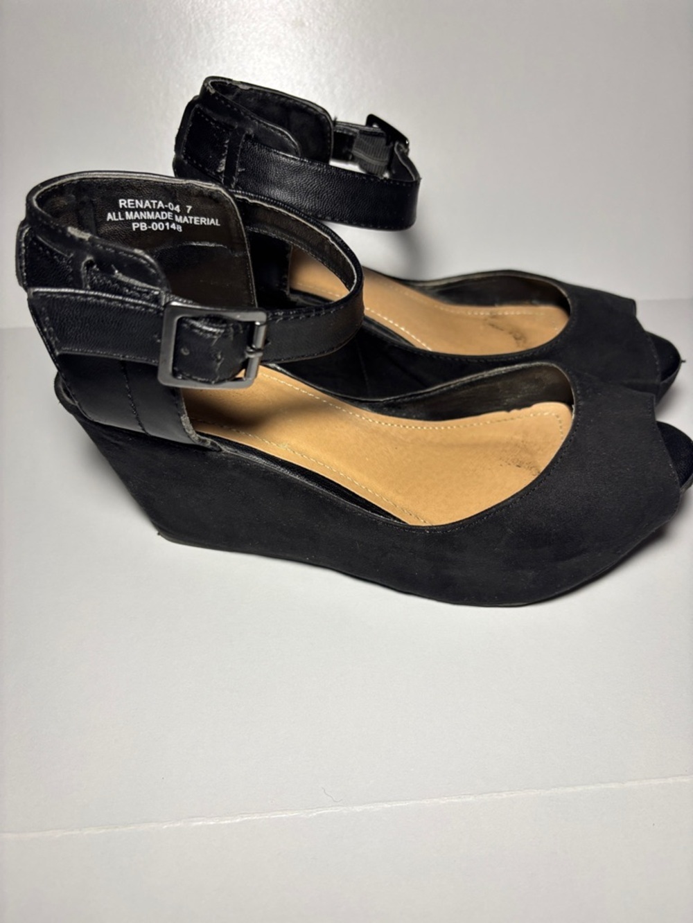 BAMBOO Black Open-Toe Ankle Strap Sandals
